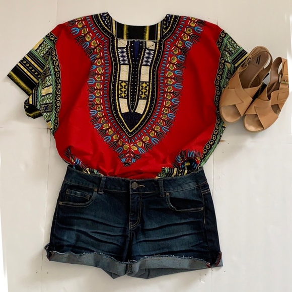 Tops - 50% OFF Red Boho Festival Dashiki